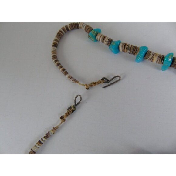 Vintage Heishi Necklace Turquoise Beads Graduated Shell Beads Santo Domingo - Picture 4 of 6